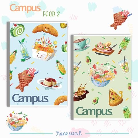 Vở kẻ ngang Campus Food 120 trang - Mua 10 tặng 01 bút bi