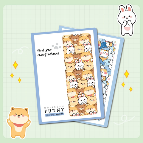 Vở kẻ ngang Hải Tiến 80 trang FUNNY 5457 - Định lượng 70gsm - Mua 10 quyển tặng 01 bút bi