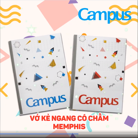 Vở có chấm Campus Memphis 200 trang (Kẻ Ngang) - Mua 5q tặng 2q Campus Gift 120 trang + Bút nhớ dòng