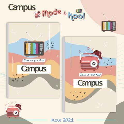 Vở kẻ ngang có chấm Campus Mode & Cool 120 trang - Mua 10 quyển tặng 01 bút bi