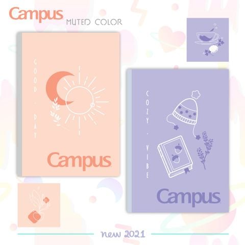 Vở kẻ ngang Campus Muted Color 80 trang - Mua 10 quyển tặng 01 bút bi