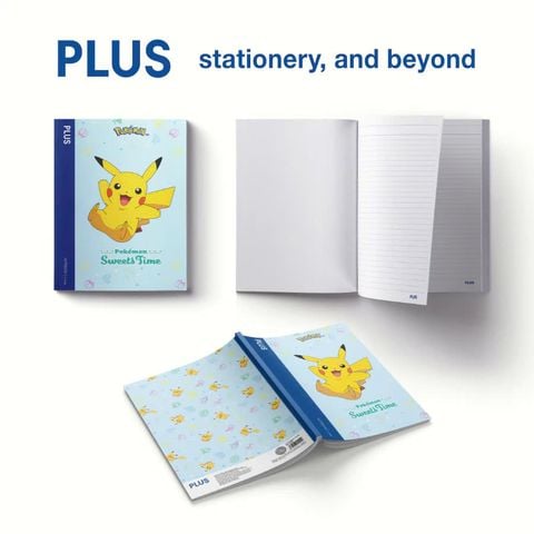 Vở kẻ ngang PLUS Pokemon 120 trang - Định lượng 70gsm, kích thước 176x250mm - Giấy chống lóa