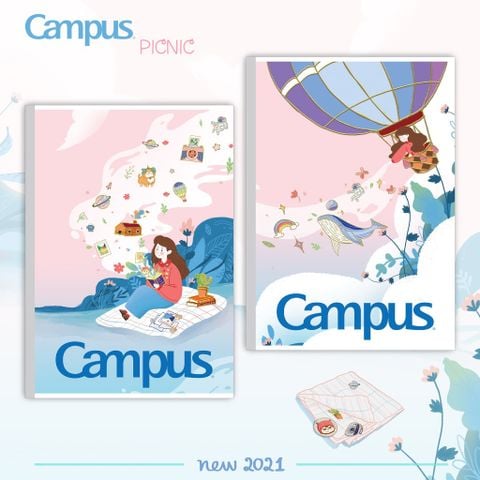 Vở kẻ ngang Campus PICNIC 80 trang- Mua 10 quyển tặng 01 bút bi