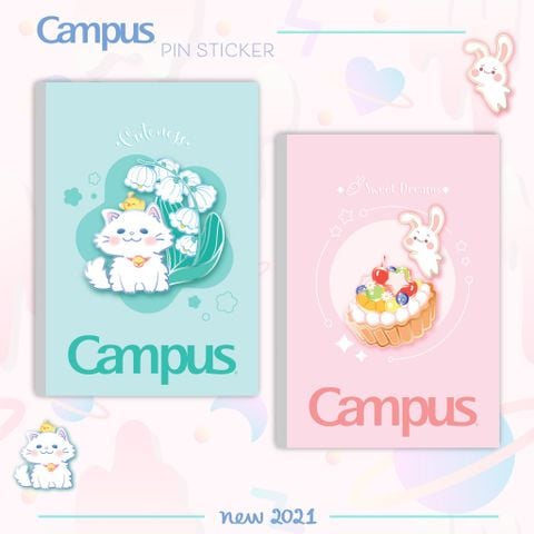 Vở kẻ ngang Campus Pin Sticker 120 trang - Mua 10 quyển tặng 01 bút bi