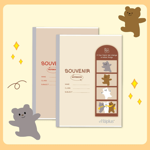 Vở kẻ ngang Haplus 80 trang Souvenir 5747 - Định lượng 60gsm - Mua 10 quyển tặng 1 bút bi