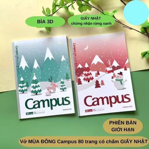Vở kẻ ngang có chấm Campus Winter Limited 80 trang - Phiên bản giới hạn - GIẤY NHẬT, chống lóa - Định lượng 70gsm