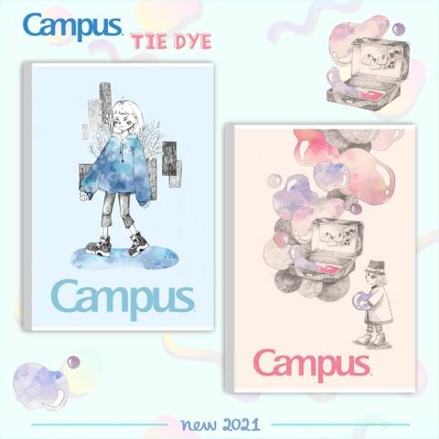Vở kẻ ngang có chấm Campus TIE DYE 80 trang - Mua 10 quyển tặng 01 bút bi