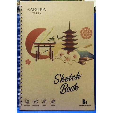 Vở vẽ lò xo Sakura Kraft khổ B4 - 30 tờ (vở vẽ SKETCH BOOK)