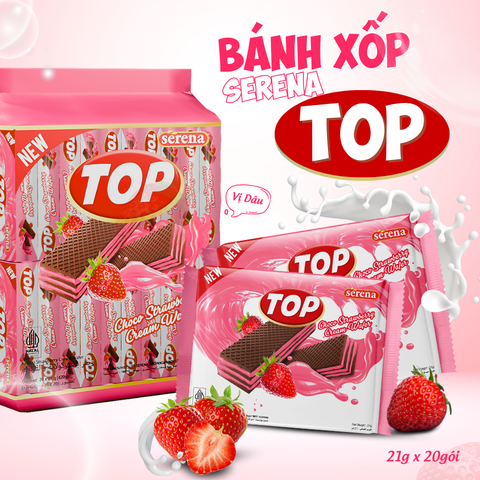  Bánh Xốp Kem Serena TOP – Giòn Tan, Thơm Ngon Khó Cưỡng – 20 gói (21g/gói) [Hàng Indonesia] 