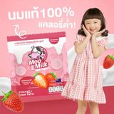 Kẹo Sữa Bò Moo Milk Vị Dâu - Thơm vị Dâu, Ngon vị Sữa - Gói 15g [Hàng Thái Lan]