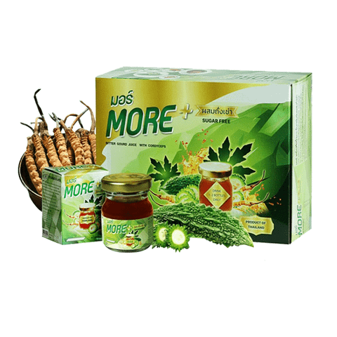  Set 3 hộp Nước uống khổ qua rừng & đông trùng hạ thảo hỗ trợ tiểu đường MORE - Bitter Gourd Juice with Cordyceps (Hộp 12 lọ) 