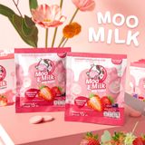 Kẹo Sữa Bò Moo Milk Vị Dâu - Thơm vị Dâu, Ngon vị Sữa - Gói 15g [Hàng Thái Lan]