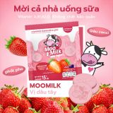 Kẹo Sữa Bò Moo Milk Vị Dâu - Thơm vị Dâu, Ngon vị Sữa - Gói 15g [Hàng Thái Lan]