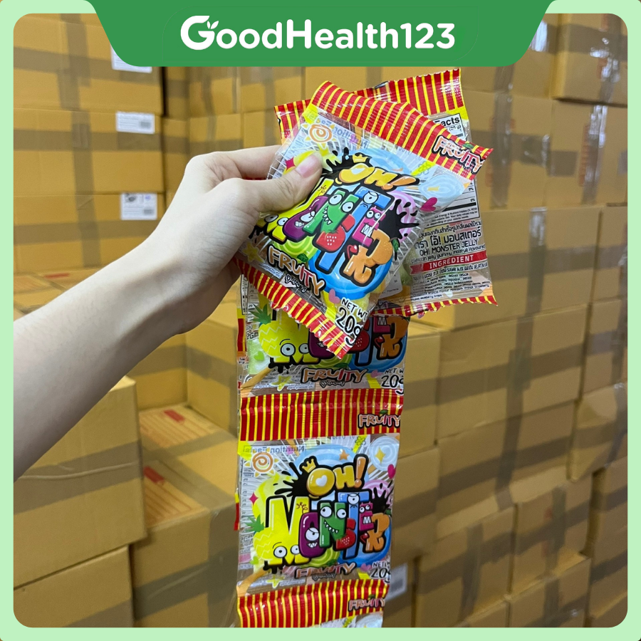[Dây 12 Gói] Kẹo Dẻo Trái Cây Oh! Monster Chua Ngọt Dẻo Dai (20g/gói) [Hàng Thái Lan]