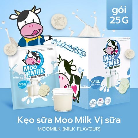  Kẹo Sữa Bò Moo Milk Vị Sữa - Thơm Ngon Từ Sữa New Zealand - Gói 25g [Hàng Thái Lan] 