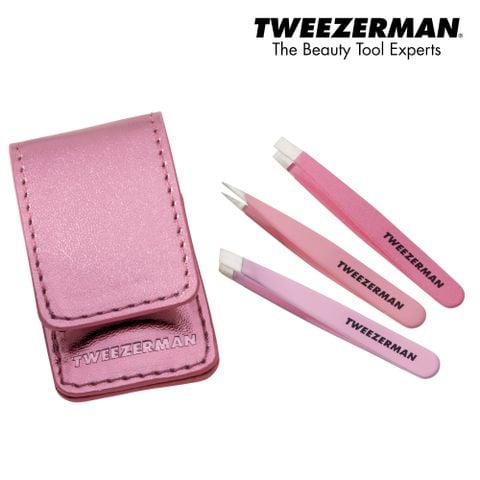 010.Bộ 3 nhíp mini màu hồng và bao da hồng - MICRO MINI TWEEZER SET (4267-LLT-APAC)