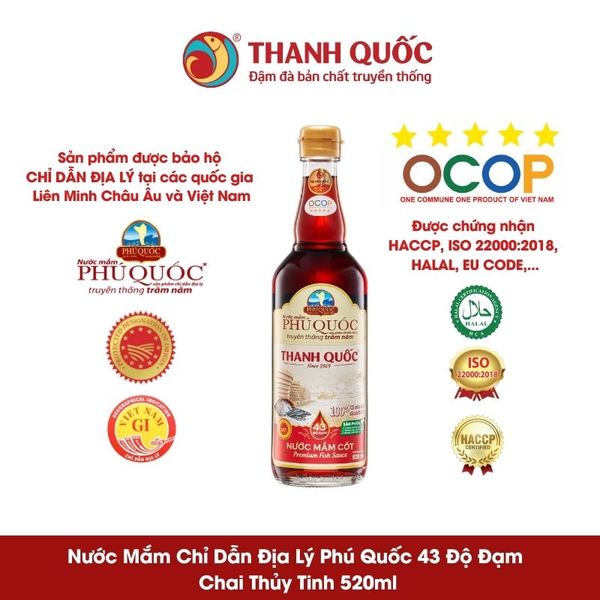 Nước Mắm Chỉ Dẫn Địa Lý Phú Quốc Thanh Quốc 43N 520ml