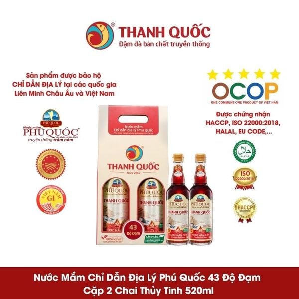 Nước Mắm Chỉ Dẫn Địa Lý Phú Quốc - Thanh Quốc 43N 520ml x 2 chai