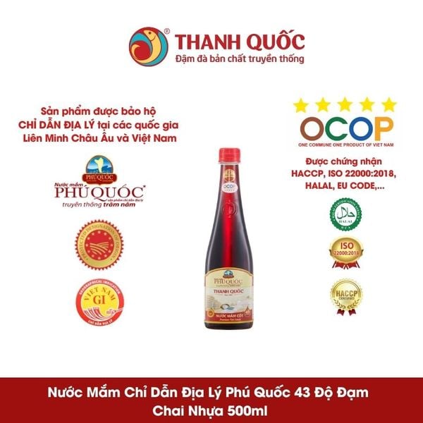 Nước Mắm Chỉ Dẫn Địa Lý Phú Quốc - Thanh Quốc 43N 500ml