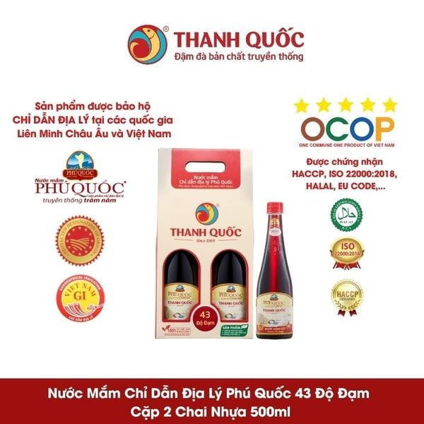 Nước Mắm Chỉ Dẫn Địa Lý Phú Quốc - Thanh Quốc 43N Hộp 2 chai x 500ml