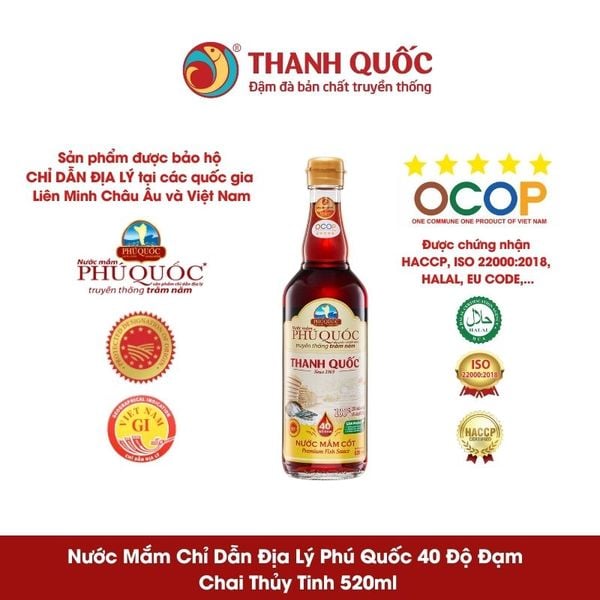 Nước Mắm Chỉ Dẫn Địa Lý Phú Quốc Thanh Quốc 40N 520ml