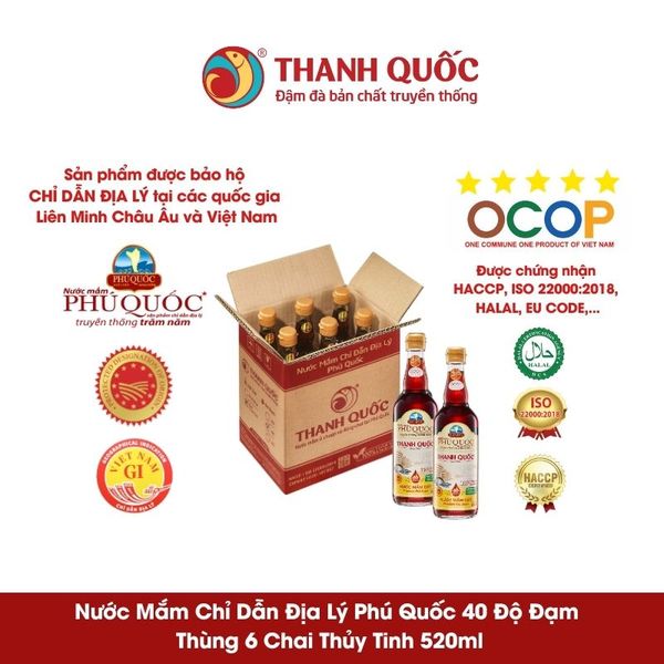 Nước Mắm Chỉ Dẫn Địa Lý Phú Quốc - Thanh Quốc 40N 520ml x 6 chai