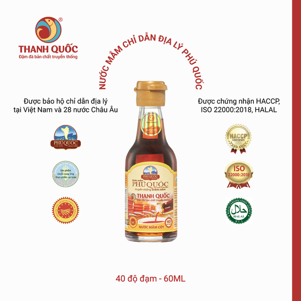 Nước Mắm Chỉ Dẫn Địa Lý Phú Quốc - Thanh Quốc 40N 60ml x 6 chai