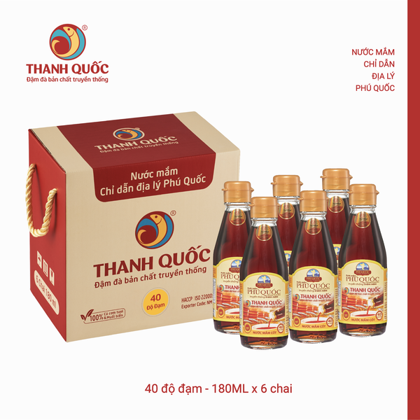 Nước Mắm Chỉ Dẫn Địa Lý Phú Quốc - Thanh Quốc 40N 180ml x 6 chai