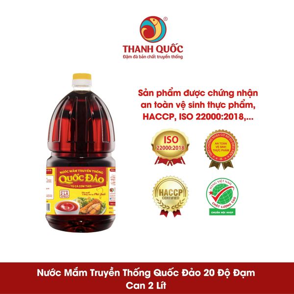 Nước mắm truyền thống Quốc Đảo - Thanh Quốc 20 độ đạm, Can 2 lít