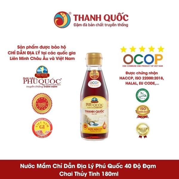 Nước Mắm Chỉ Dẫn Địa Lý Phú Quốc - Thanh Quốc 40N 180ml