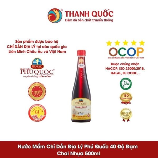 Nước Mắm Chỉ Dẫn Địa Lý Phú Quốc - Thanh Quốc 40N 500ml