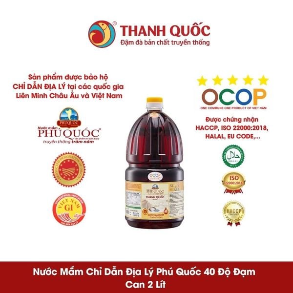 Nước Mắm Chỉ Dẫn Địa Lý Phú Quốc - Thanh Quốc 40N Can 2L