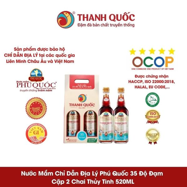 Nước Mắm Chỉ Dẫn Địa Lý Phú Quốc - Thanh Quốc 35N 520ml x 2 chai