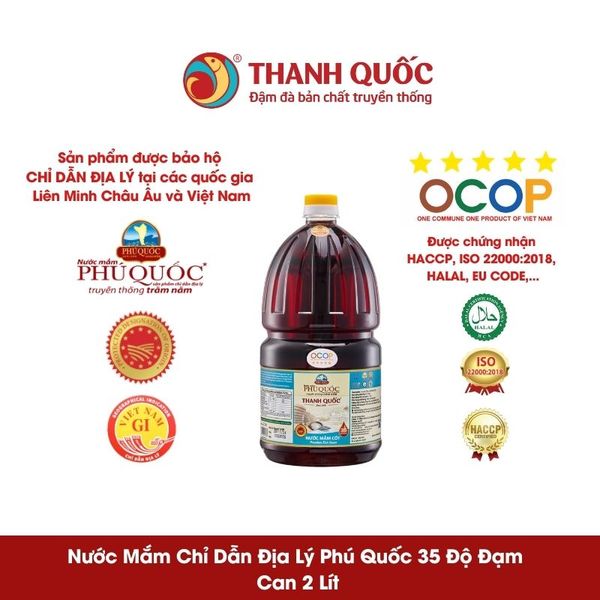 Nước Mắm Chỉ Dẫn Địa Lý Phú Quốc - Thanh Quốc 35N Can 2L