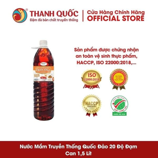 Nước mắm truyền thống Quốc Đảo - Thanh Quốc 20 Độ Đạm Can 1.5 Lít