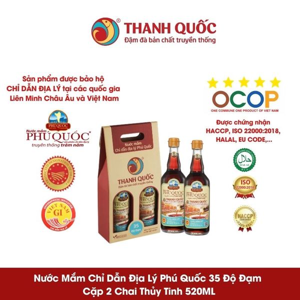 Nước Mắm Chỉ Dẫn Địa Lý Phú Quốc - Thanh Quốc 35N 520ml x 2 chai