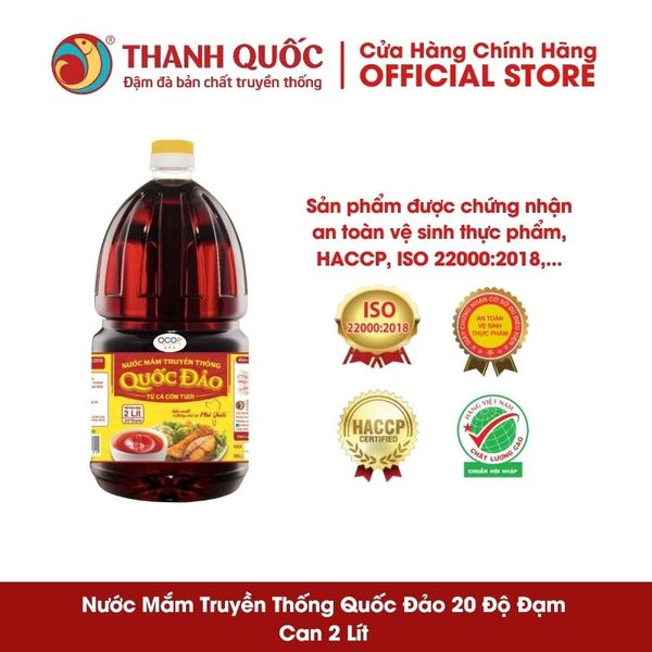 Nước mắm truyền thống Quốc Đảo - Thanh Quốc 20 độ đạm, Can 2 lít