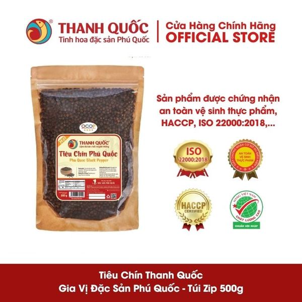 Tiêu Chín Phú Quốc - Thanh Quốc Túi Zip 500g