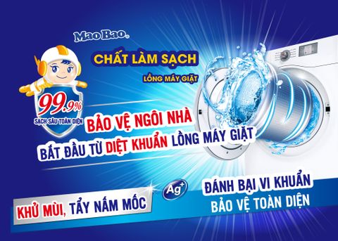  Combo 02 hộp Bột Chất Làm Sạch Lồng Máy Giặt Ag+ Mao Bao 306g - Tặng 02 túi Bột Tẩy Cốc Chén 15g 