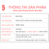  Combo 01 chai Nước giặt kháng khuẩn Mao Bao 2000g + 01 túi Nước giặt kháng khuẩn Mao Bao 1800g 