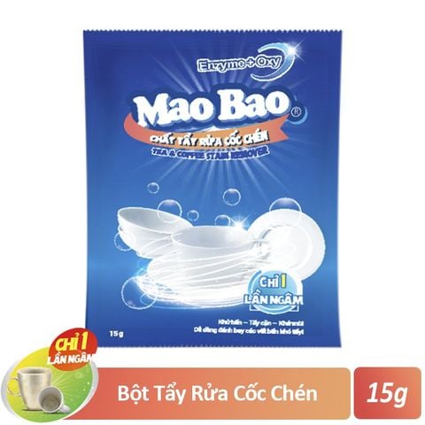  Chất Tẩy Rửa Cốc Chén Siêu Sáng Bóng - Tea & Coffee Stain Remover Mao Bao 15g x 1 gói (Cho 1 lần vệ sinh) 