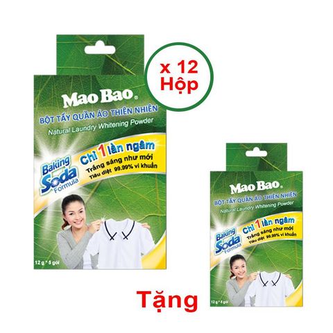  Combo 12 Hộp Bột Tẩy Quần Áo Thiên Nhiên Mao Bao (12g x 5 gói/hộp) 