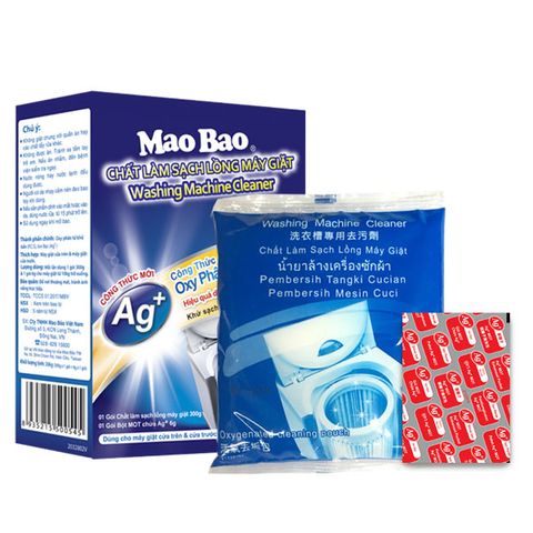  Combo: 5 Hộp bột vệ sinh làm sạch lồng giặt Mao Bao Ag+ 306g  - Tặng 01 hộp bột tẩy bình đun 25g*1 + 01 hộp bột tẩy quần áo thiên nhiên 12g x2 gói 