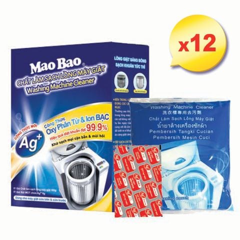  Combo 12 Hộp Bột Tẩy Vệ sinh Lồng Máy Giặt Mao Bao Ag+ 306g 