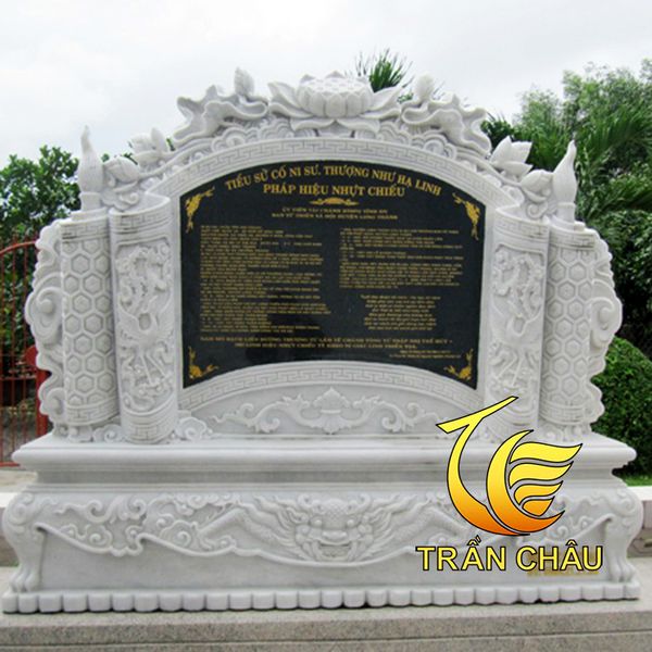 Làm Cuốn Thư Đá Đỏ Cho Nhà Thờ Tộc Tại Bình Định Mẫu Cuốn Thư Đá Lăng Mộ