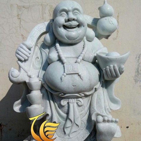 Tượng Phật Di Lặc Đứng Cầm Thỏi Vàng Bằng Đá Mỹ Nghệ