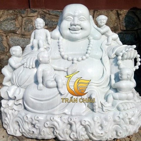 Tượng Phật Di Lặc Lục Tặc Đá Trắng Non Nước