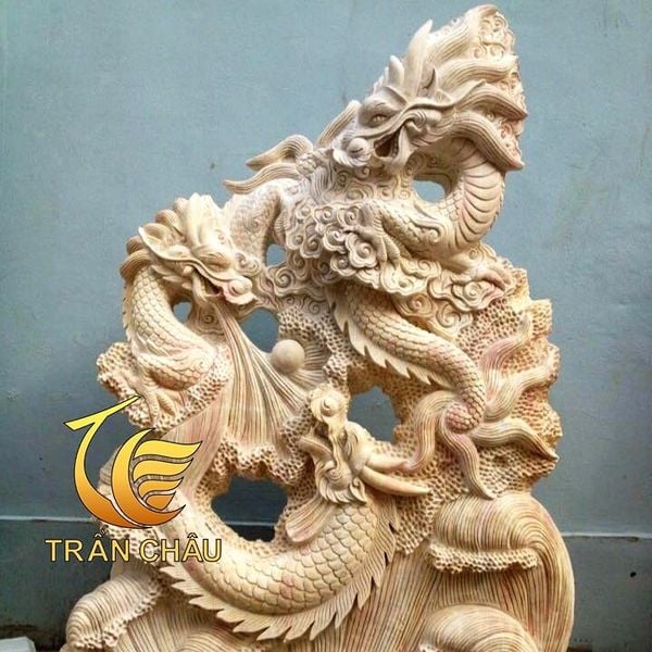 Rồng đá: Biểu tượng quyền lực và linh thiêng trong điêu khắc đá Tượng Rồng Đá Cẩm Thạch Vàng Tự Nhiên