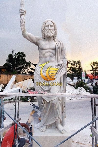 Tượng Thần Zeus Jupiter Bằng Đá Cẩm Thạch Trắng
