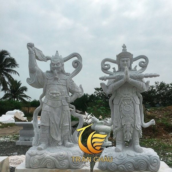 Ý Nghĩa Bộ Tượng Tiêu Diện Đại Sĩ Và Vi Đà Bồ Tát Tượng Tiêu Diện Đại Sĩ Và Vi Đà Hộ Pháp Đá Trắng Vân Mây
